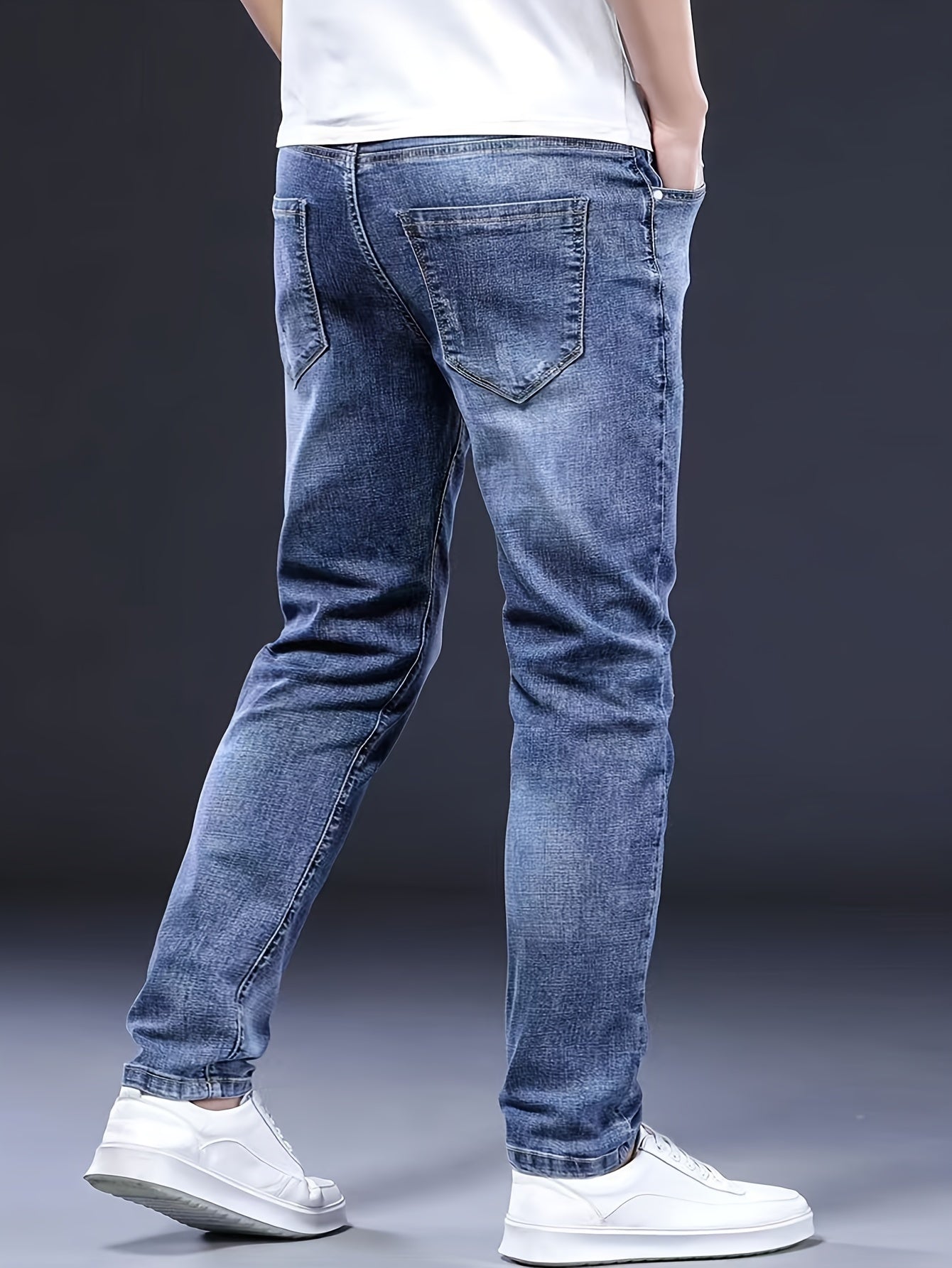 Men's Regular Fit Denim Jeans Solid Color Woven Cotton Polyester Spandex All-Season