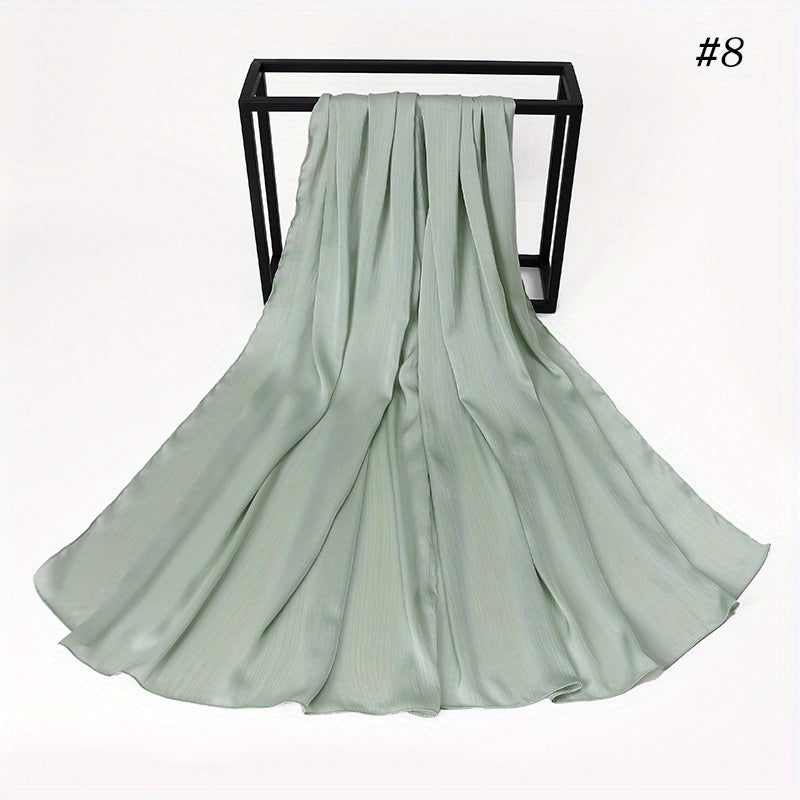 Wrinkled Satin Muslim Hijab Natural Fiber Lightweight Black