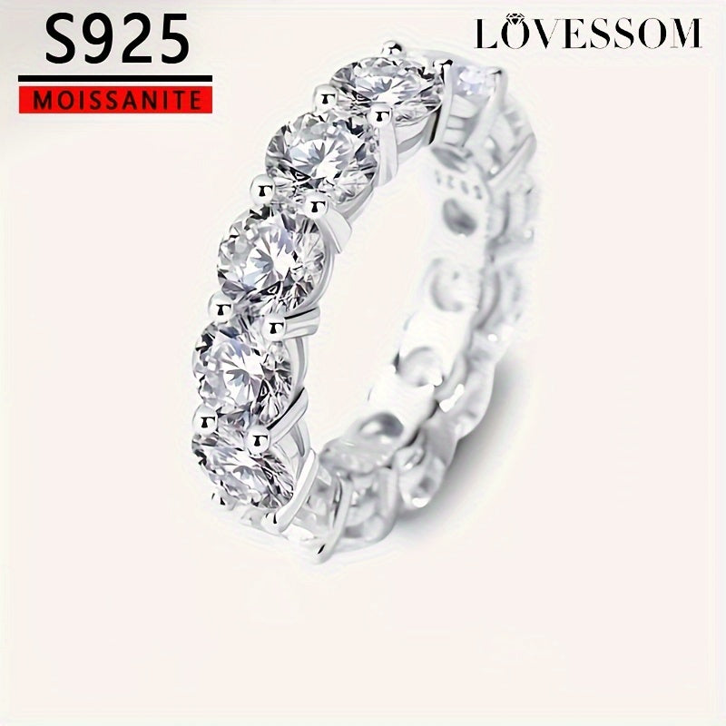 Кольцо из стерлингового серебра с моссанитом, 7 карат, полностью усыпанное бриллиантами, стиль Y2K, обручальное украшение