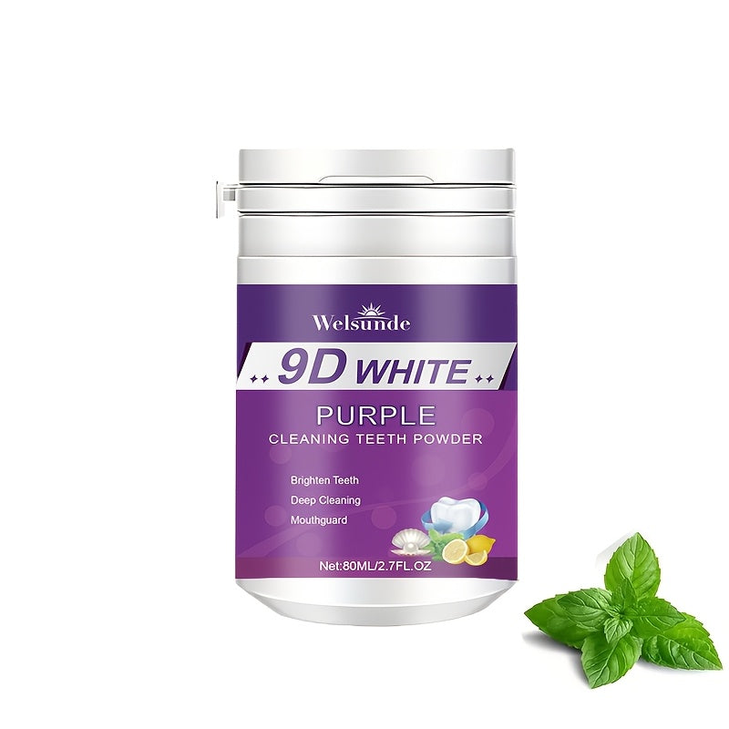 2.7oz Purple Whitening Toothpaste Powder with Lemon Mint Baking Soda for Deep Cleaning