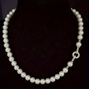 Unisex Freshwater Pearl Necklace 7-8mm Silver Round Buckle Elegant Gift Box