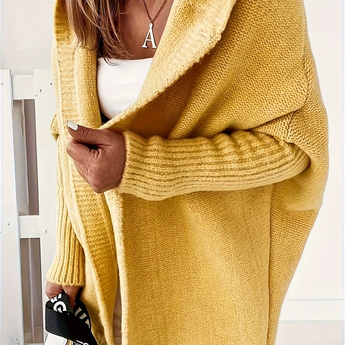 Plus Size Knitted Cardigan Polyester Casual Fall Winter Solid Color