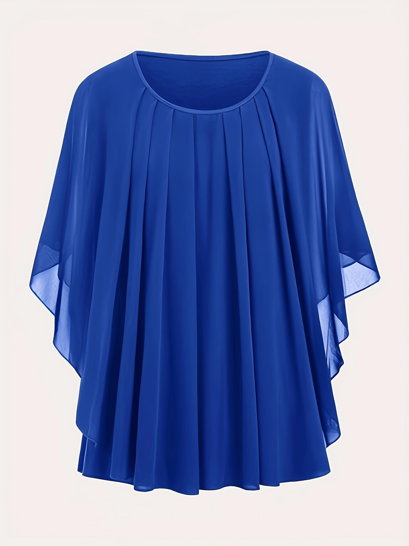 Блузка с рукавами-кукушками и сборками большого размера, с круглым вырезом, короткий рукав, летняя женская одежда