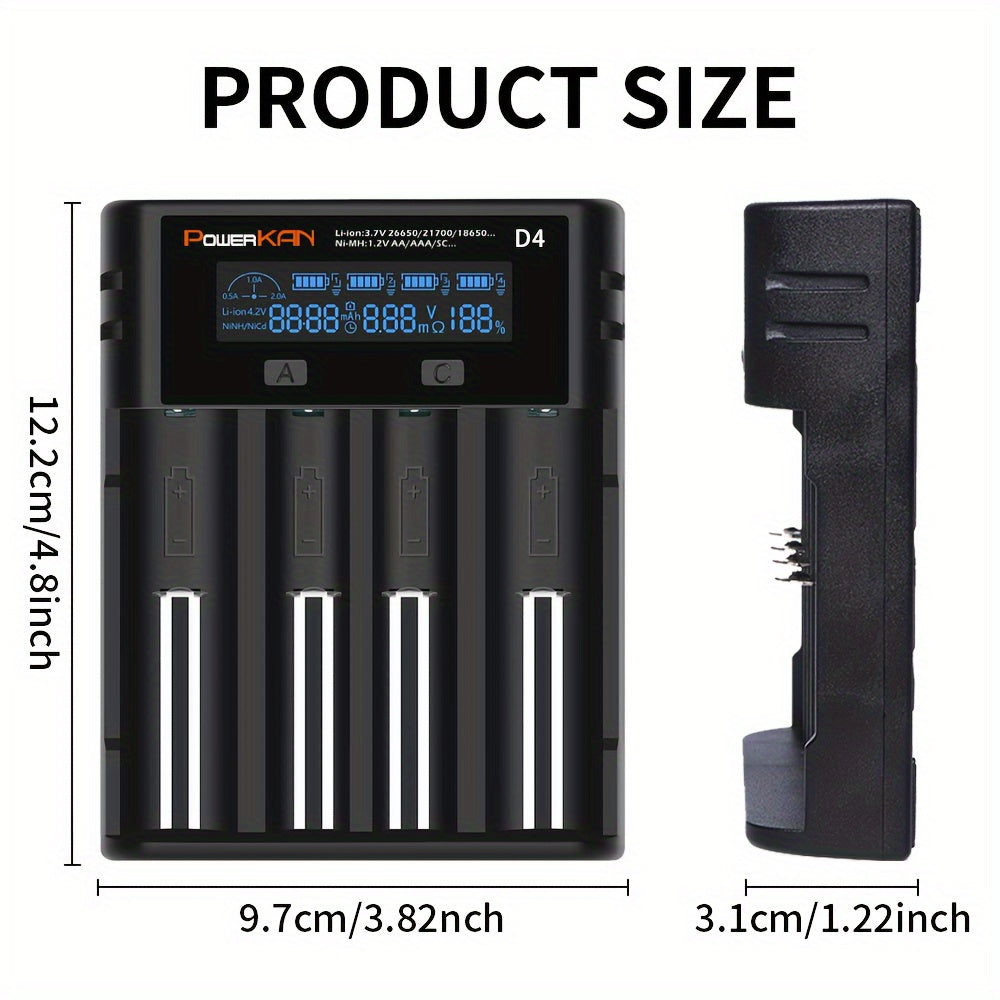 Universal Battery Charger with LCD Display USB Rechargeable for Lithium and Ni-MH Batteries