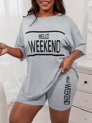 Plus Size Lounge Set Womens Short Sleeve Heart Graphic Sleepwear Two Piece