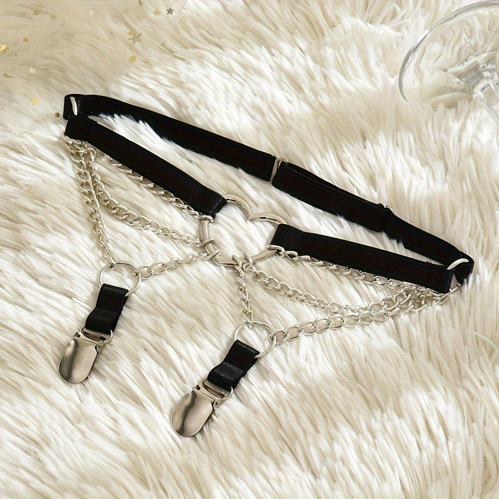 Women's Leg Jewelry with Love Rings Chains and Garter Clips for Sexy Wear