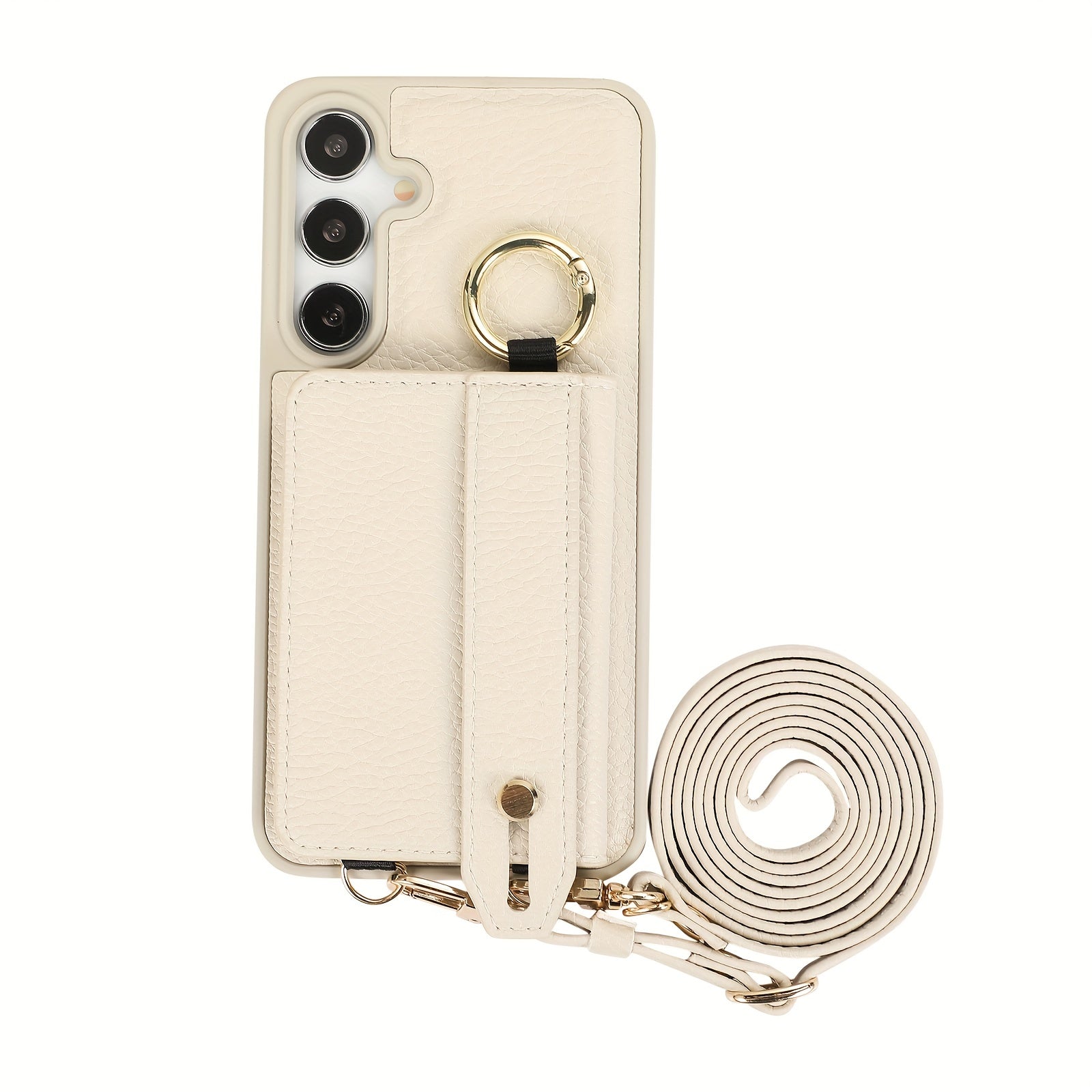 Faux Leather Crossbody Phone Bag for Samsung Plus with Wallet Card Slots Lanyard