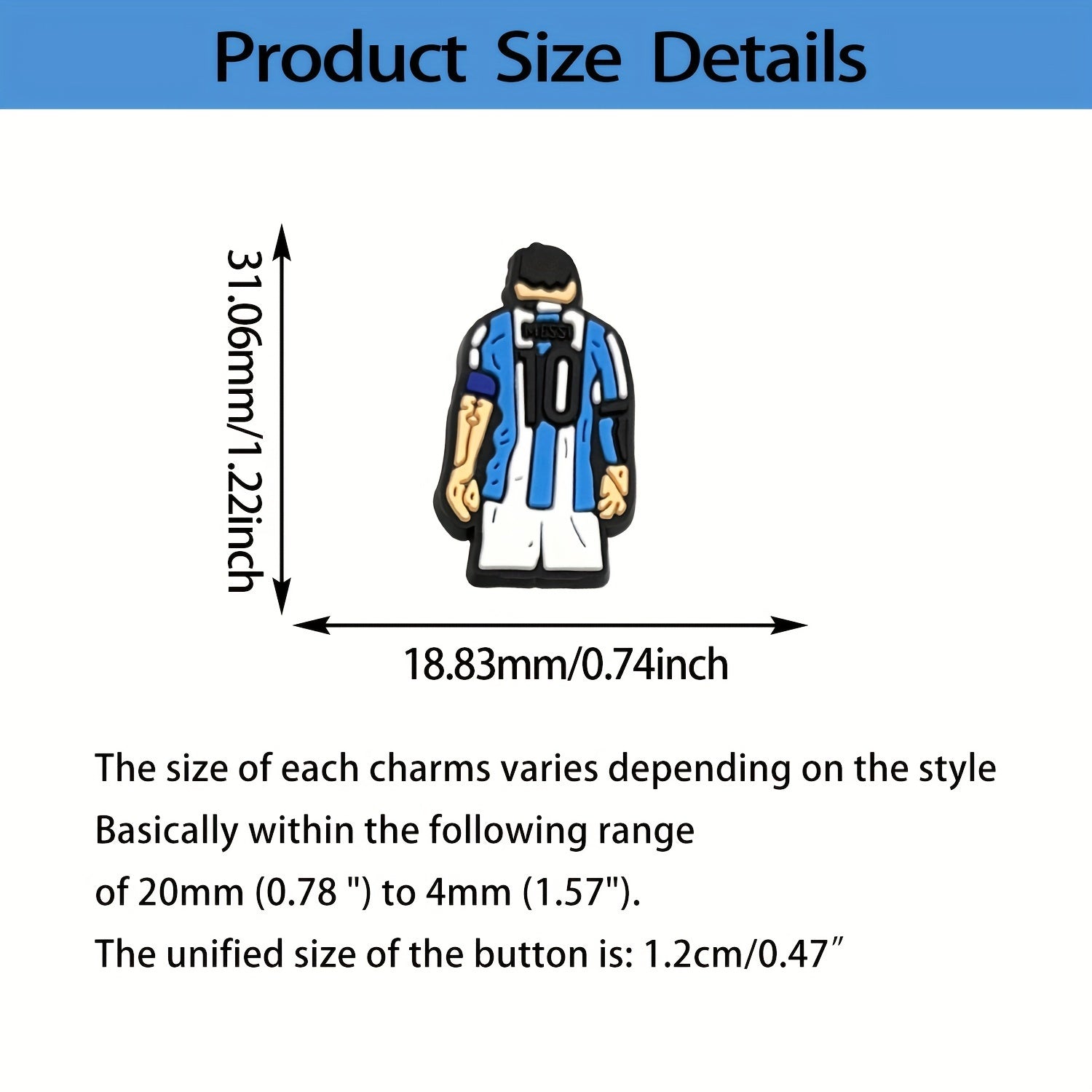 Unisex PVC Football Character Shoe Charms for Shoes Bags Bracelets