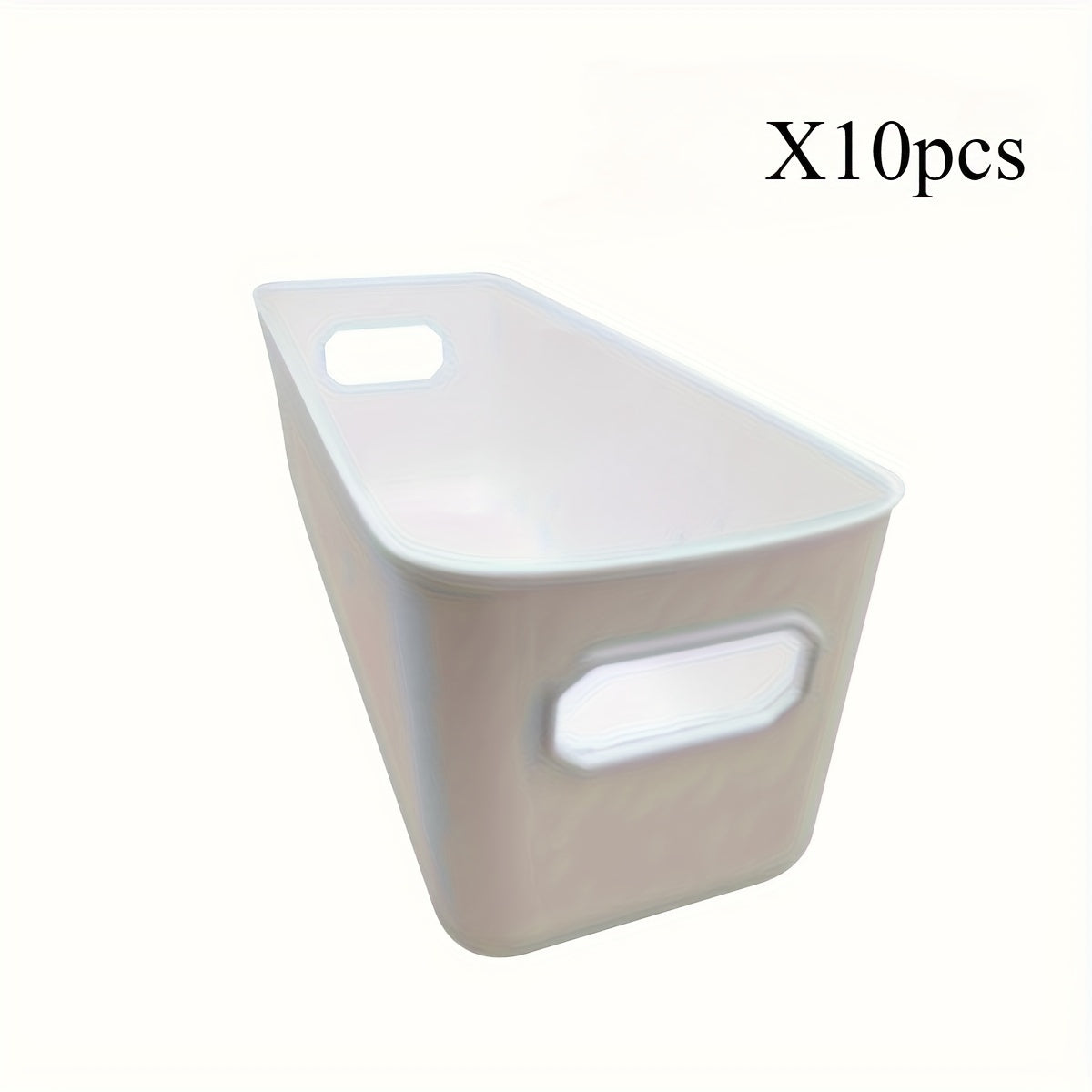Set of 10 White Plastic Storage Bins for Kitchen, Bedroom, Bathroom Organizing