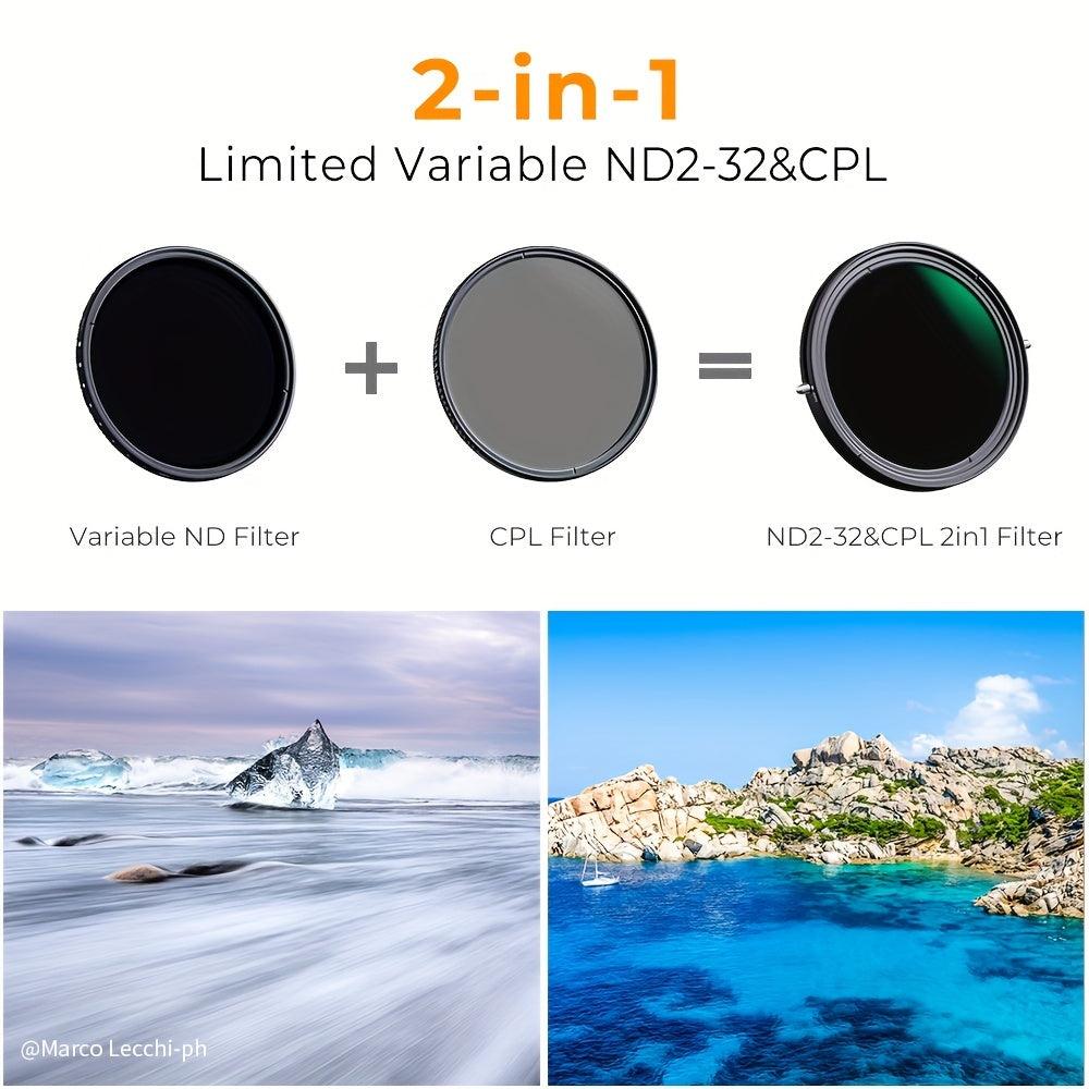 Variable ND2-ND32 Circular Polarizer Filter 2in1 with Graduated Fader Neutral Density MRC 28-Layer for Camera