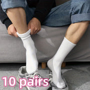 10 Pairs White Sports Socks Breathable Moisture-Wicking All-Season for Men Women
