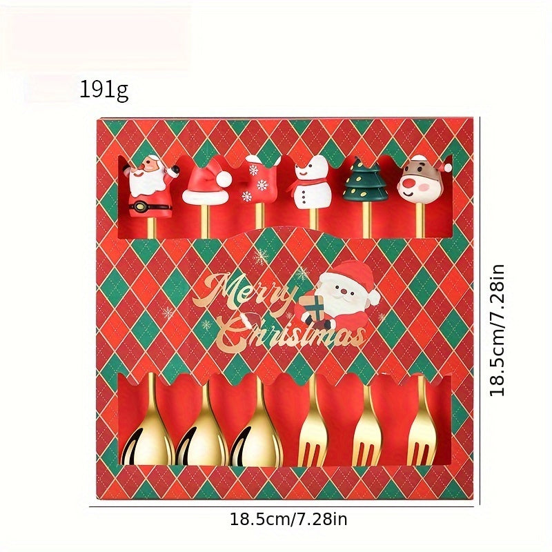 Set of 6 Christmas Doll Kitchen Utensils with Tree Designs for Holiday Gift