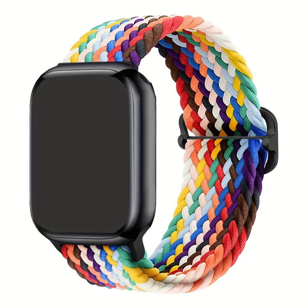 Apple Watch uchun nylon to'qilgan halqa tasmasi, moslashuvchan, elastik, suv o'tkazmaydigan va terga chidamli. Bir nechta ranglarda Ultra2/9/8/7/6/5/4/3 SE iWatch modellari uchun mos keladi. Zamonaviy va moslashuvchan.