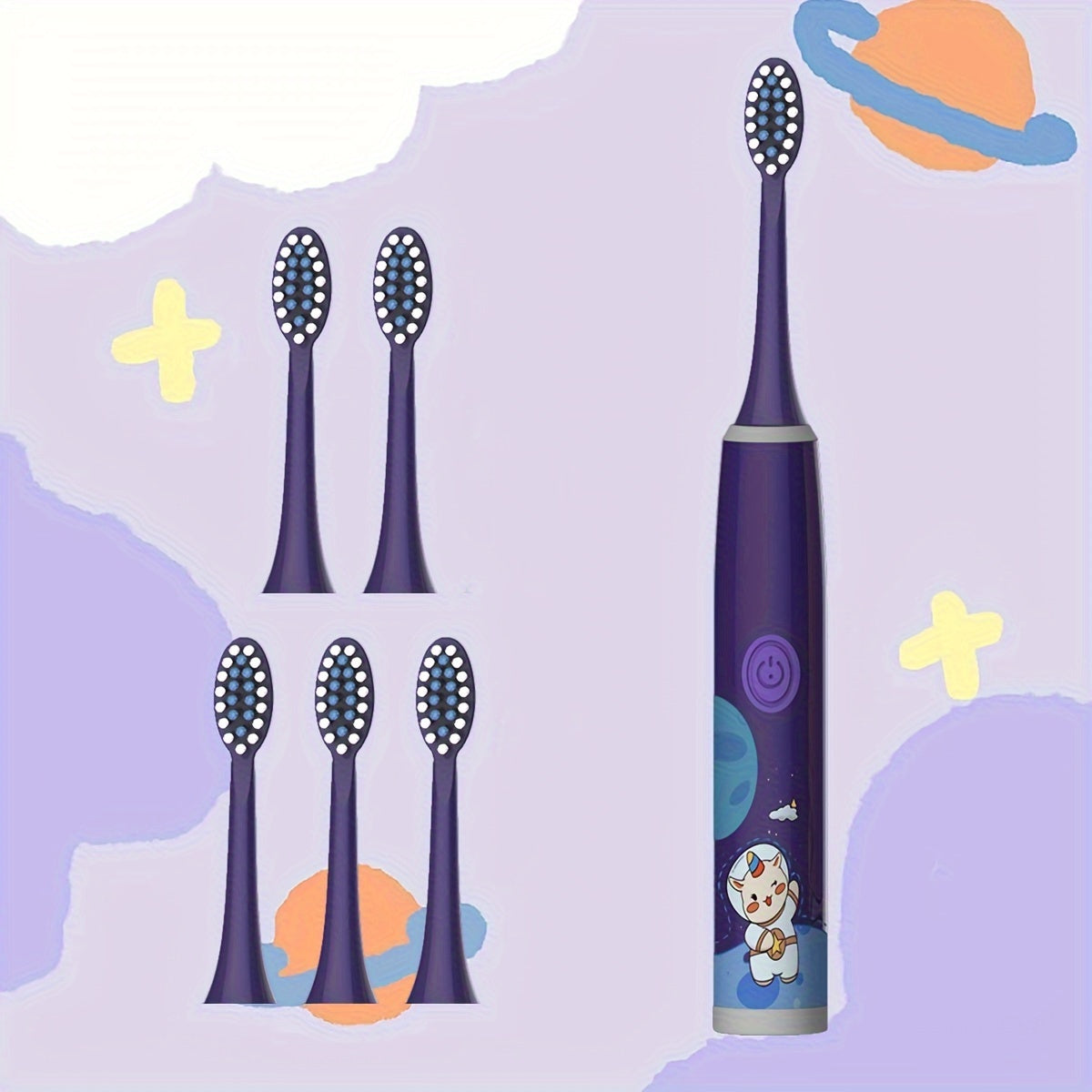 Children's Electric Toothbrush Set with Replaceable Brush Heads for Kids Age 3+