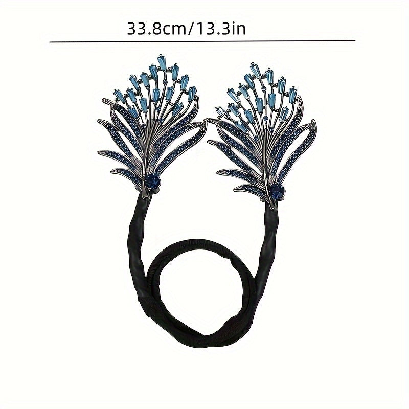 Feathered Twist Hair Clip with Rhinestones and Metal Accents for Bridal Shower