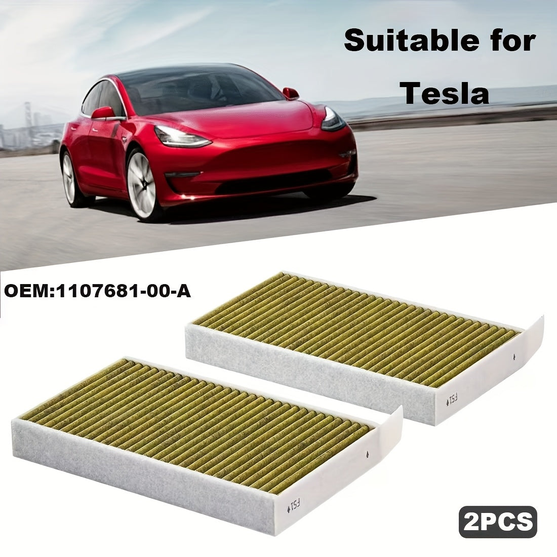 Car Cabin Air Filter HEPA Activated Carbon Replacement for Tesla Model 3 Y 2 Pack