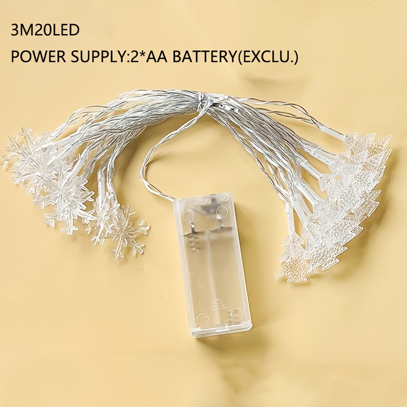 Luces de cadena para árbol de Navidad con diseño de alce y copo de nieve, alimentadas por batería, decoración interior