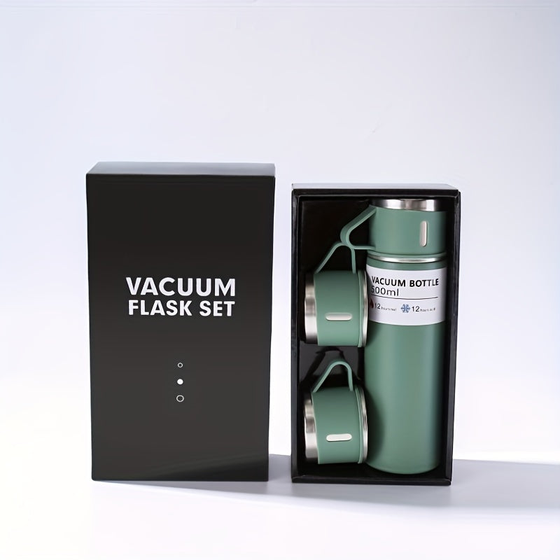 Модный термос для кофе, который вмещает 500 мл/16,9 унций, изготовлен из нержавеющей стали с вакуумной изоляцией. Включает кружку для горячих и холодных напитков, подходит для использования в качестве бутылки для воды в