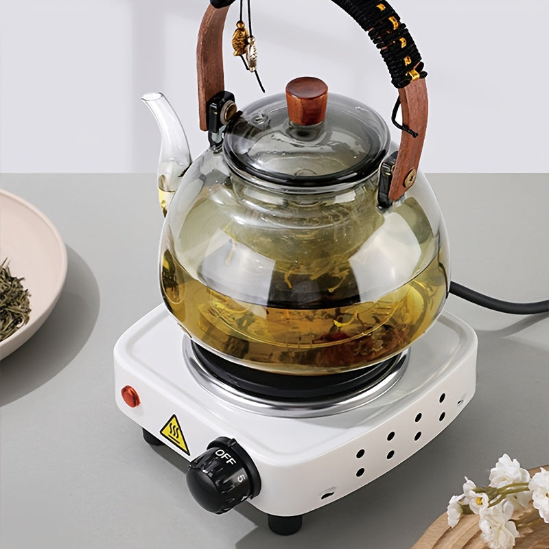 Electric Stove with Adjustable Temperature Control Cast Iron Plate 500W White Black for Kettles Moka Pots