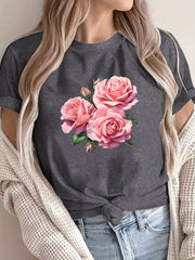 Women's Loose Large Size T-Shirt Summer Casual Short Sleeve Breathable Fabric