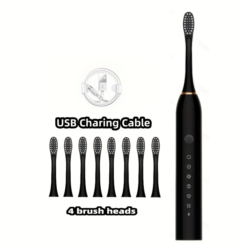 Electric Sonic Toothbrush Set With 8 Brush Heads Soft Bristles 6 Cleaning Modes