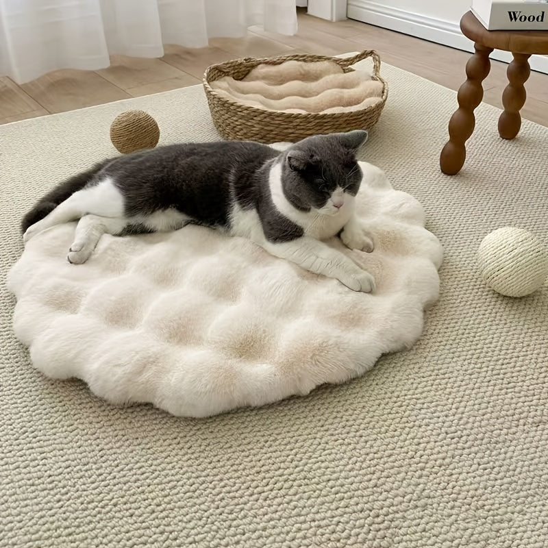 Cozy Round Faux Fur Carpet Soft Plush Polyester Fluffy Solid Color Home Decor