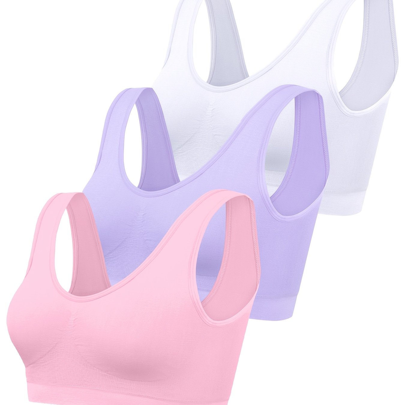 Women's Sports Bras 3 Pack Seamless High Support Crop Tops Without Padding