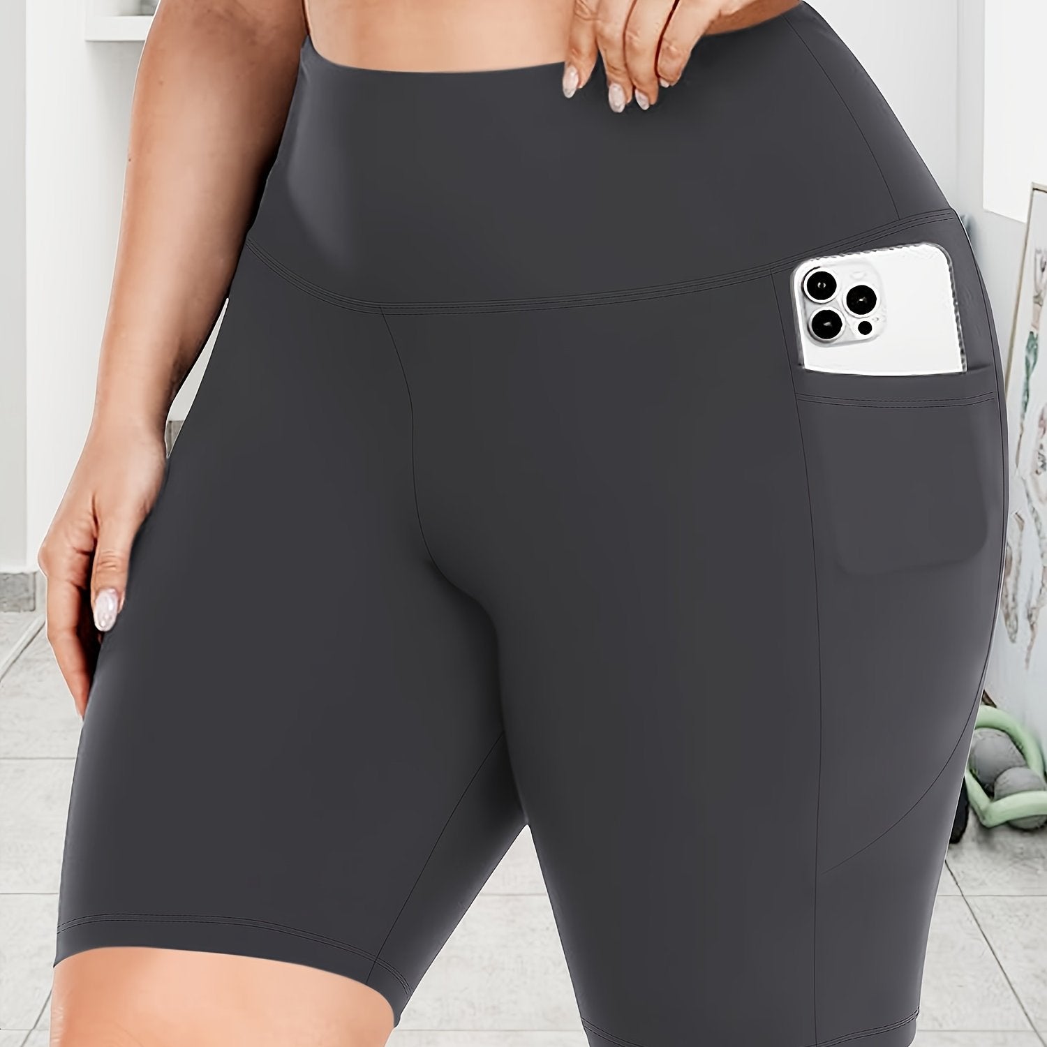 Women's High Waist Crescent Pocket Pants Drainage Style Large Size