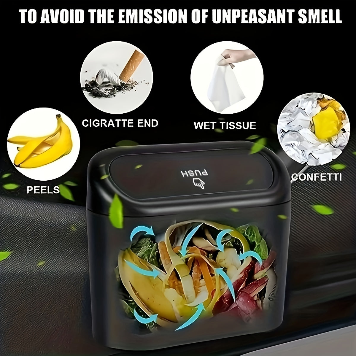 Compact Car Trash Can with Lid Leakproof Waterproof Includes Garbage Bags for Vehicle and Home Storage