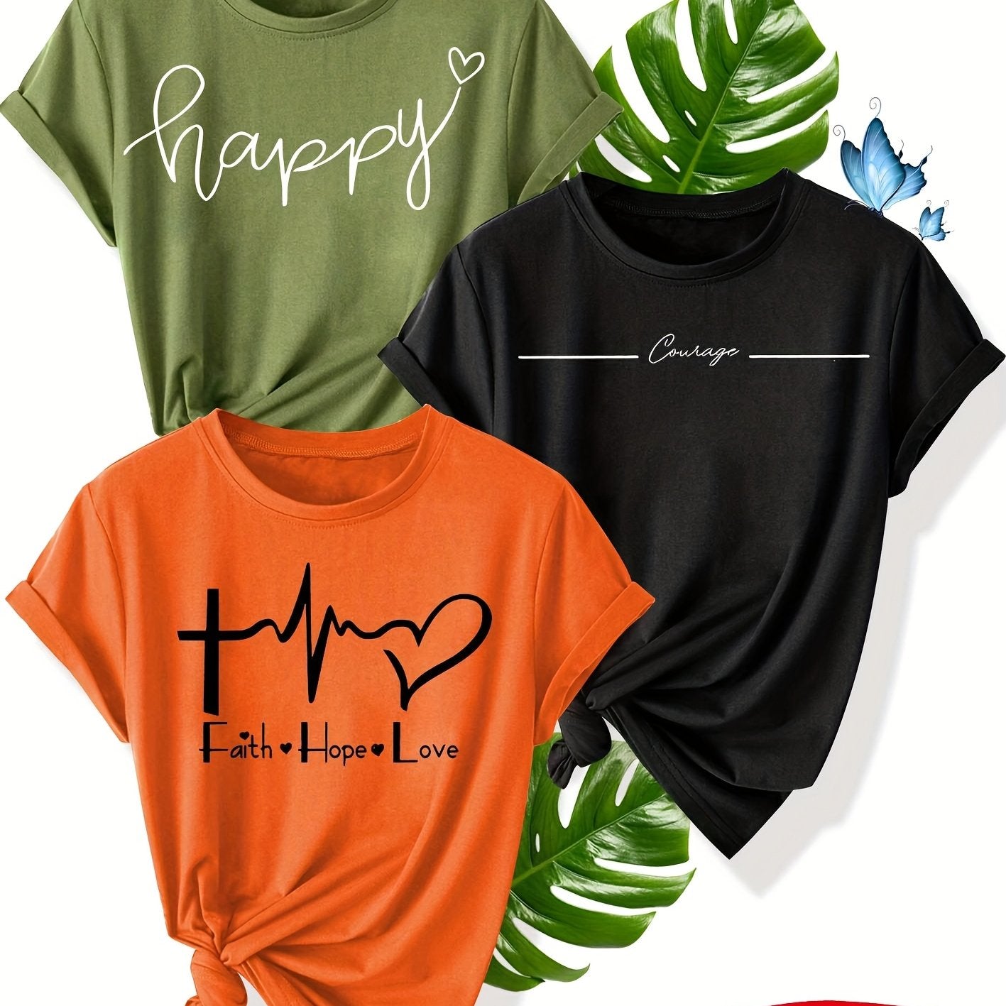 Women’s 3-Pack Cotton Short Sleeve T-Shirts Casual All-Season Comfort