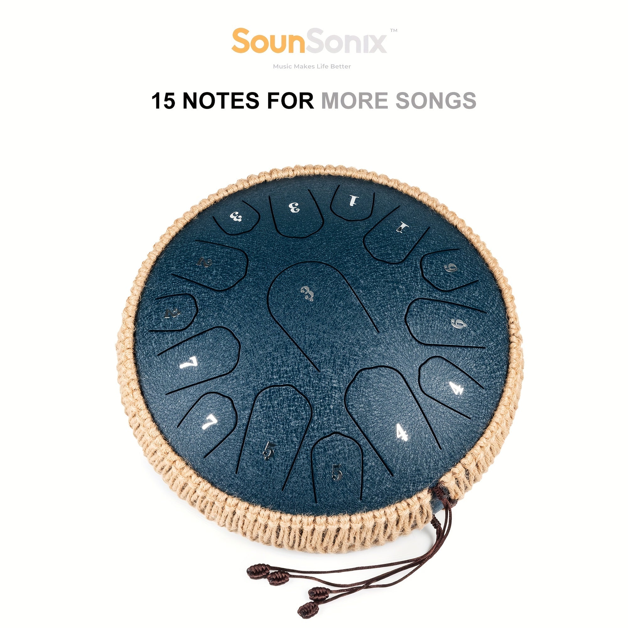 Steel Tongue Drum 33cm 15 Notes D Major Hand Pan with Mallets and Carry Bag