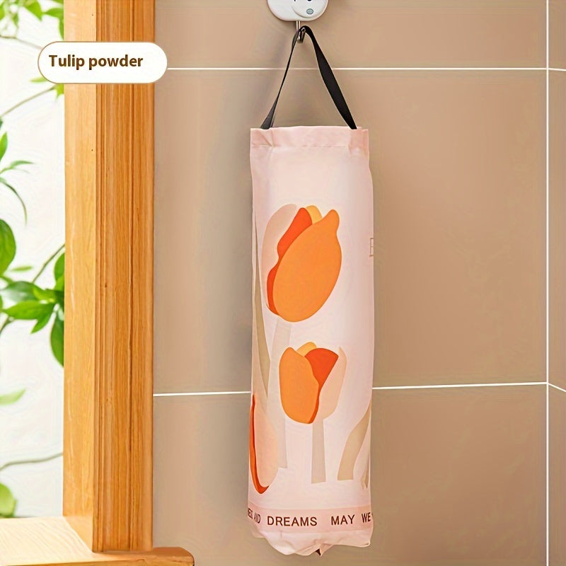 Wall-Mounted PET Garbage Bag Dispenser Kitchen Organizer Waste Bag Holder Storage Pouch