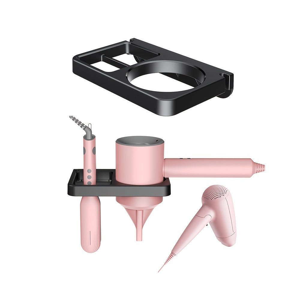 Wall-Mounted Hair Dryer and Flat Iron Rack with Cable Management