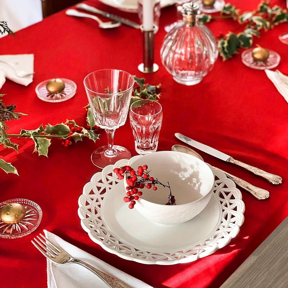 Rectangular Polyester Table Cover for Events, Washable and Versatile