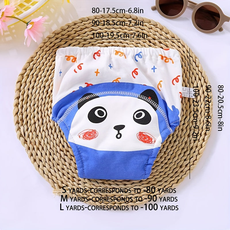 Kids Cotton Training Pants with Cartoon Animals Breathable Washable 6-Layer Gauze