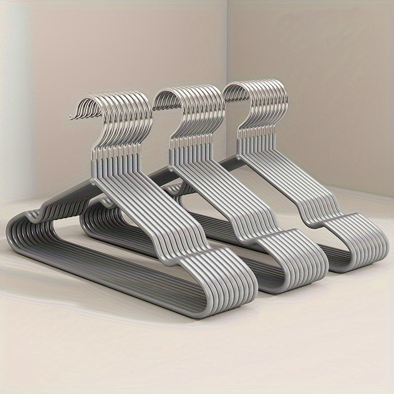 Set of 10 Metal Clothes Hangers with Grooves Non-Slip Heavy Duty Wardrobe Closet Organizer