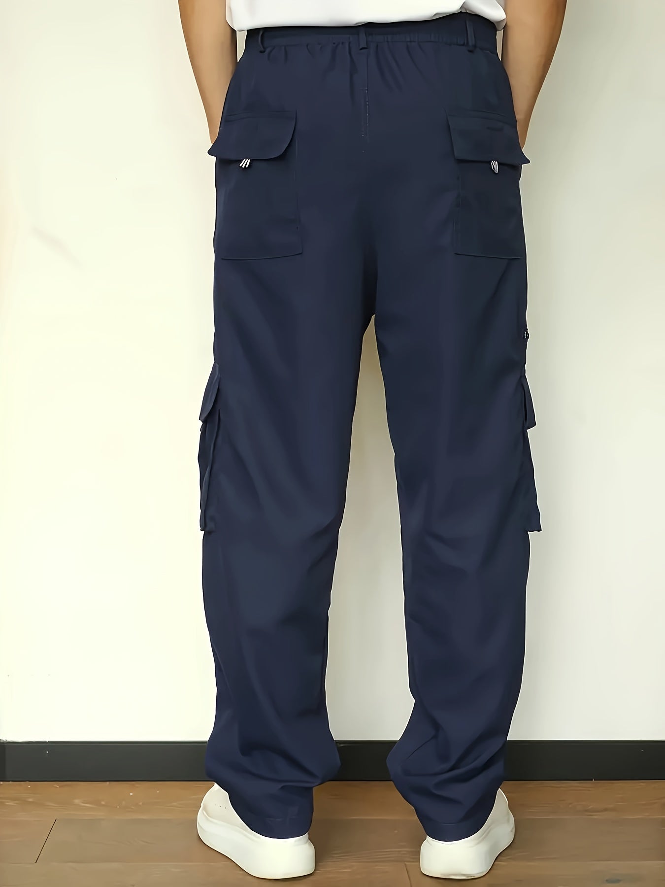 Katta o'lchamdagi erkaklar uchun bir nechta cho'ntaklari bo'lgan keng kesimli yuk shimlar, tasodifiy kiyim