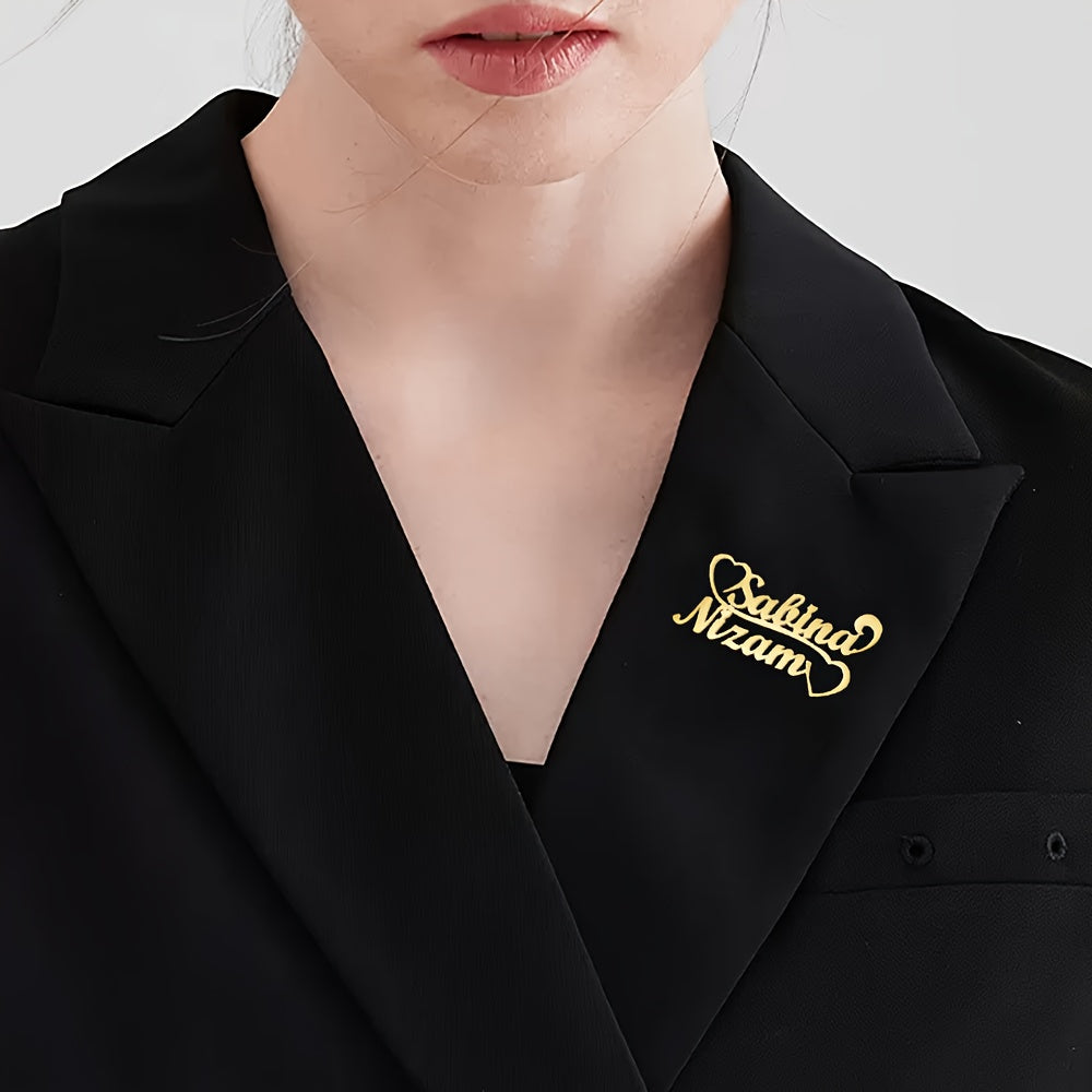 Broche de corazón de amor de doble capa de acero inoxidable personalizado para mujeres