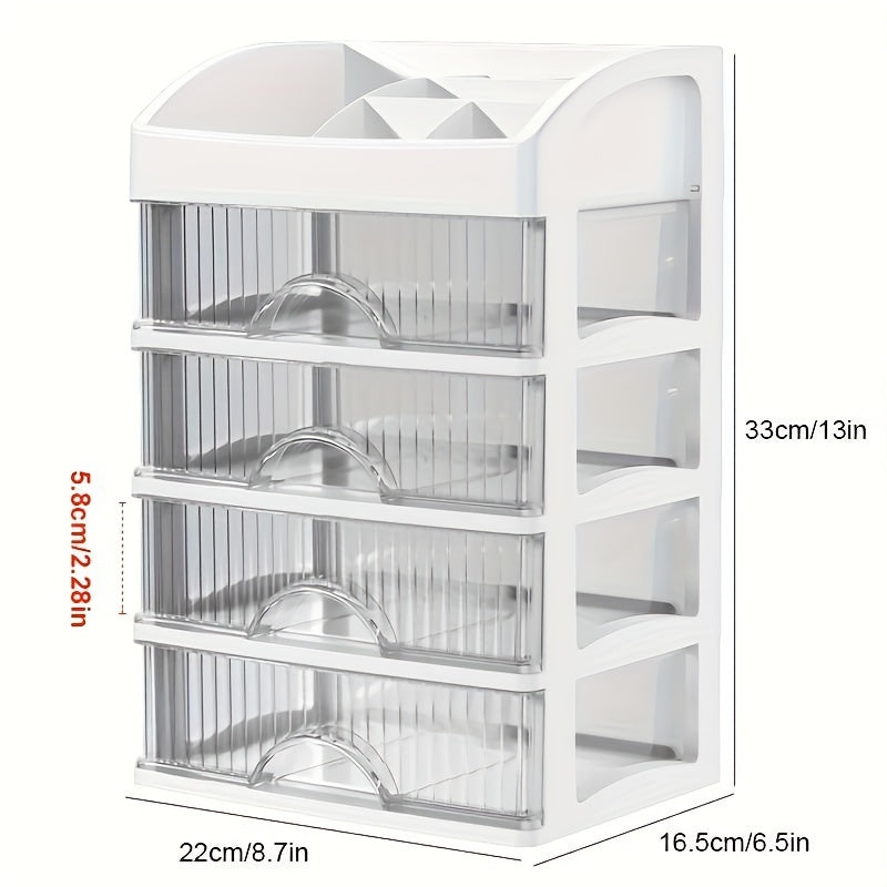 Multi-Layer Desktop Storage Organizer with Drawer for Cosmetics Jewelry and Stationery White