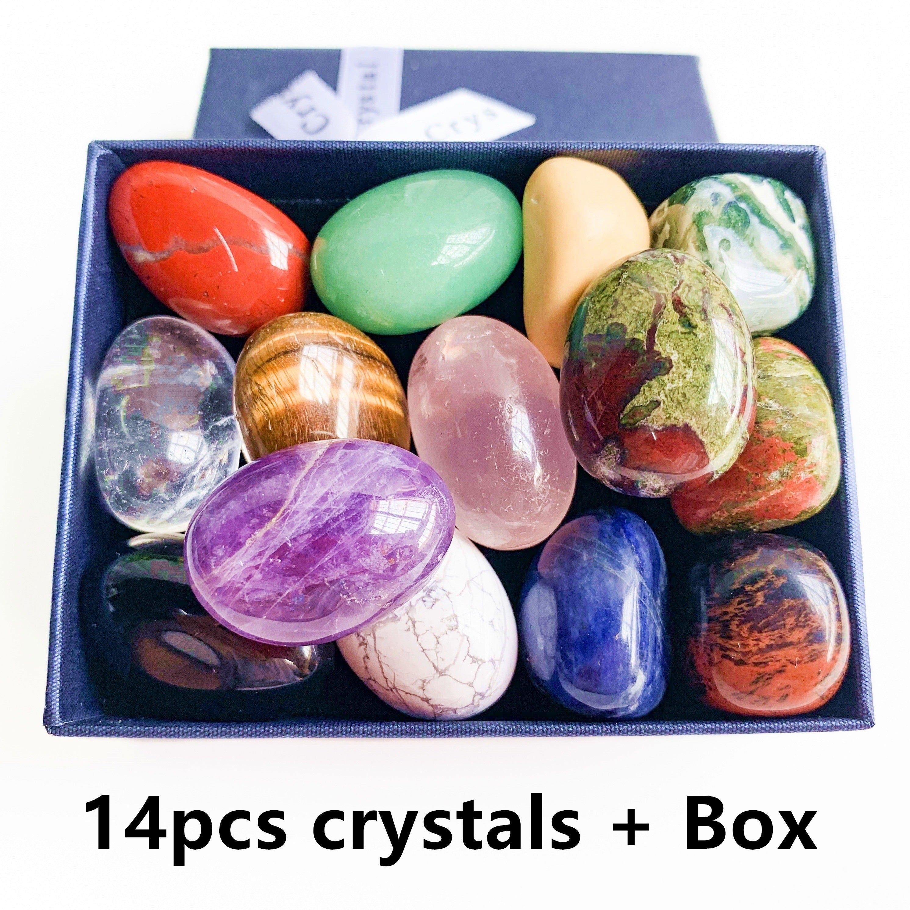 Chakra Stones Collection Box with 7 or 14 Pieces for Jewelry Making and Decor