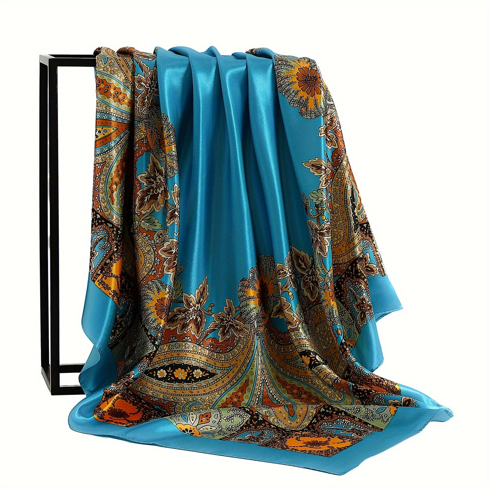 Unisex 90x90cm Polyester Printed Square Scarf Windproof Sun Protection Shawl for All Seasons