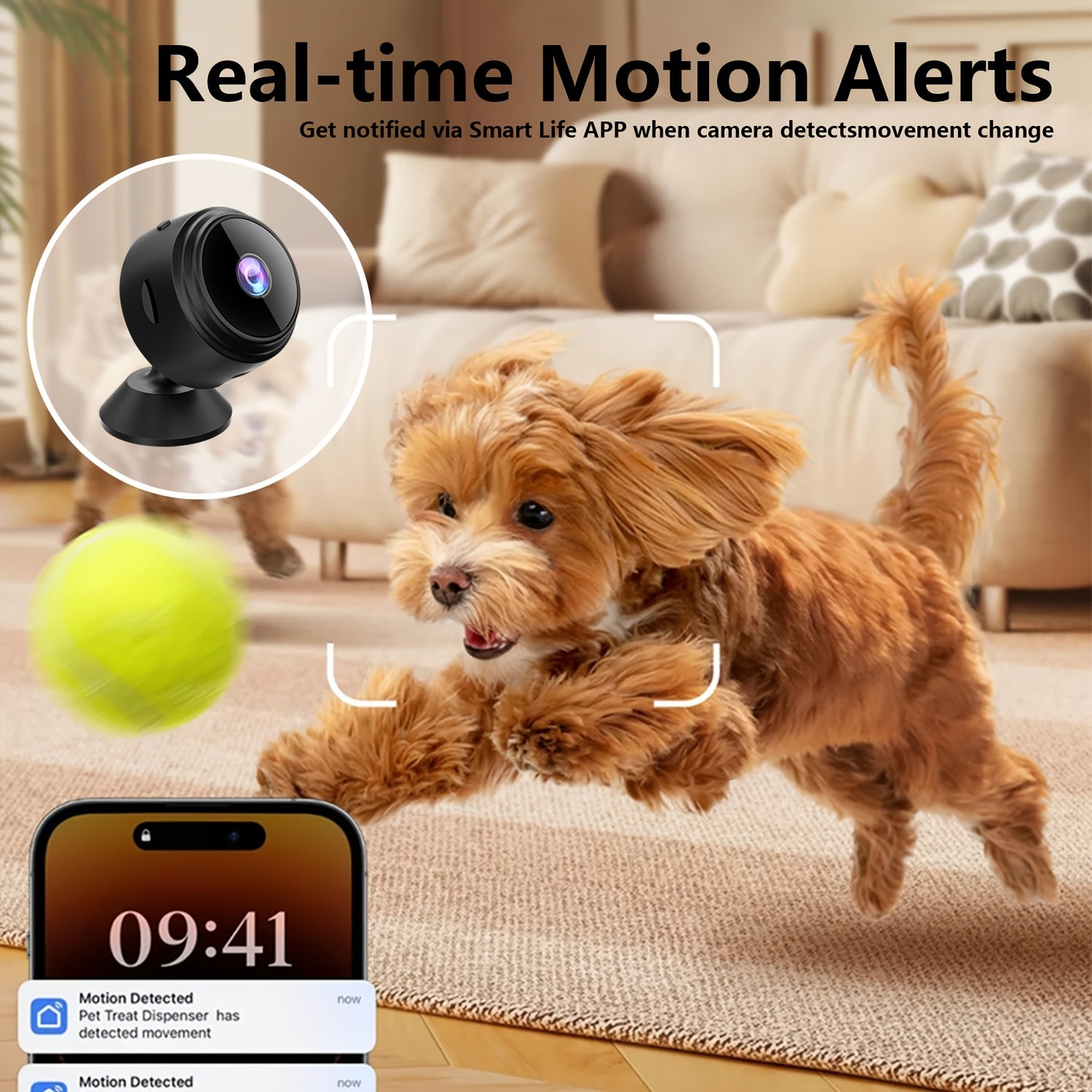 Mini WiFi Surveillance Camera 480p Motion Detection Battery USB Rechargeable Wide Range Security Black