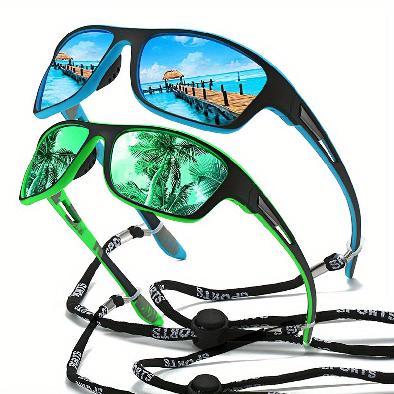 Retro Polarized Sunglasses with Strap for Men and Women for Outdoor Activities Sports Travel Driving Fishing Cycling