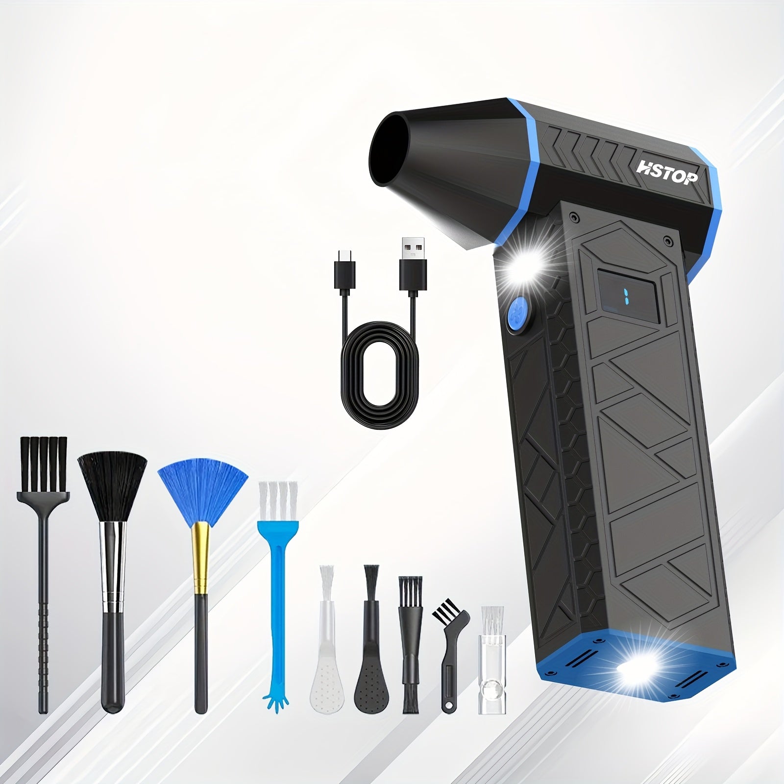 4-скоростной беспроводной турбо-вентилятор с воздушным дустером мощностью 100 Вт, USB-заряжаемый, с цифровым дисплеем, несколько насадок для клавиатур, автомобилей, дома и использования на улице - Турбо-джетный вентилятор