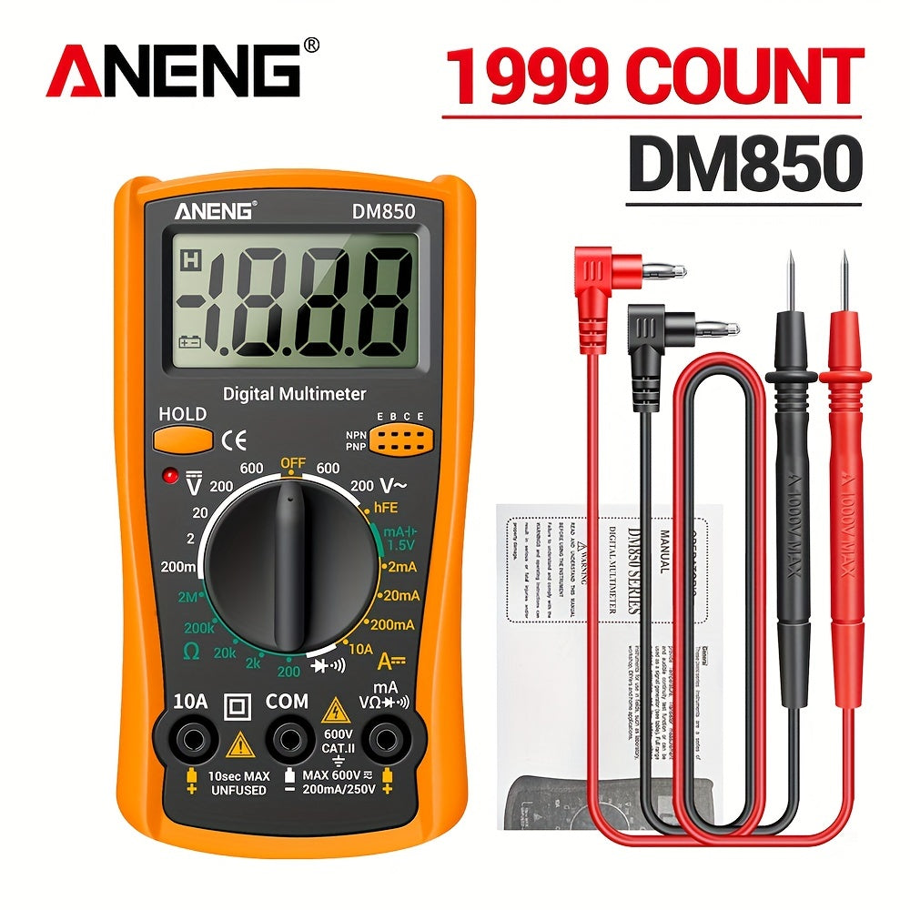 Digital Multimeter 1999 Counts Auto AC/DC Voltage Resistance Current Tester LCD Display