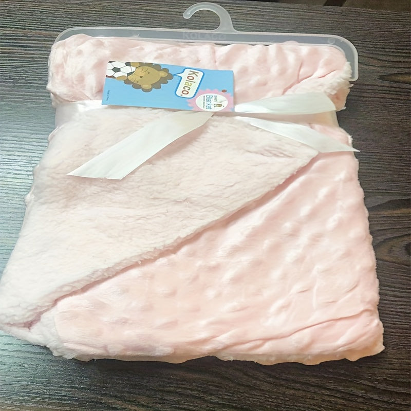 Manta de arrullo para bebé ultra suave de terciopelo burbuja, doble capa, gruesa para todas las estaciones, rosa y azul