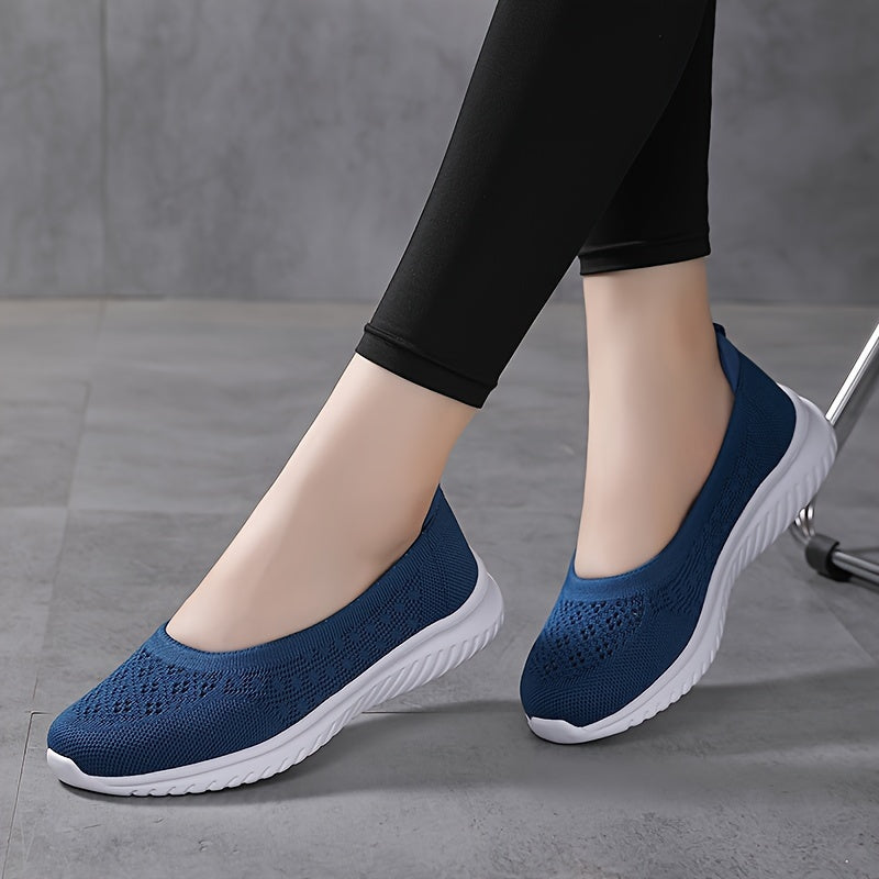 Women's Breathable Slip-On Sneakers Low Top Casual Fabric Solid Color All-Season