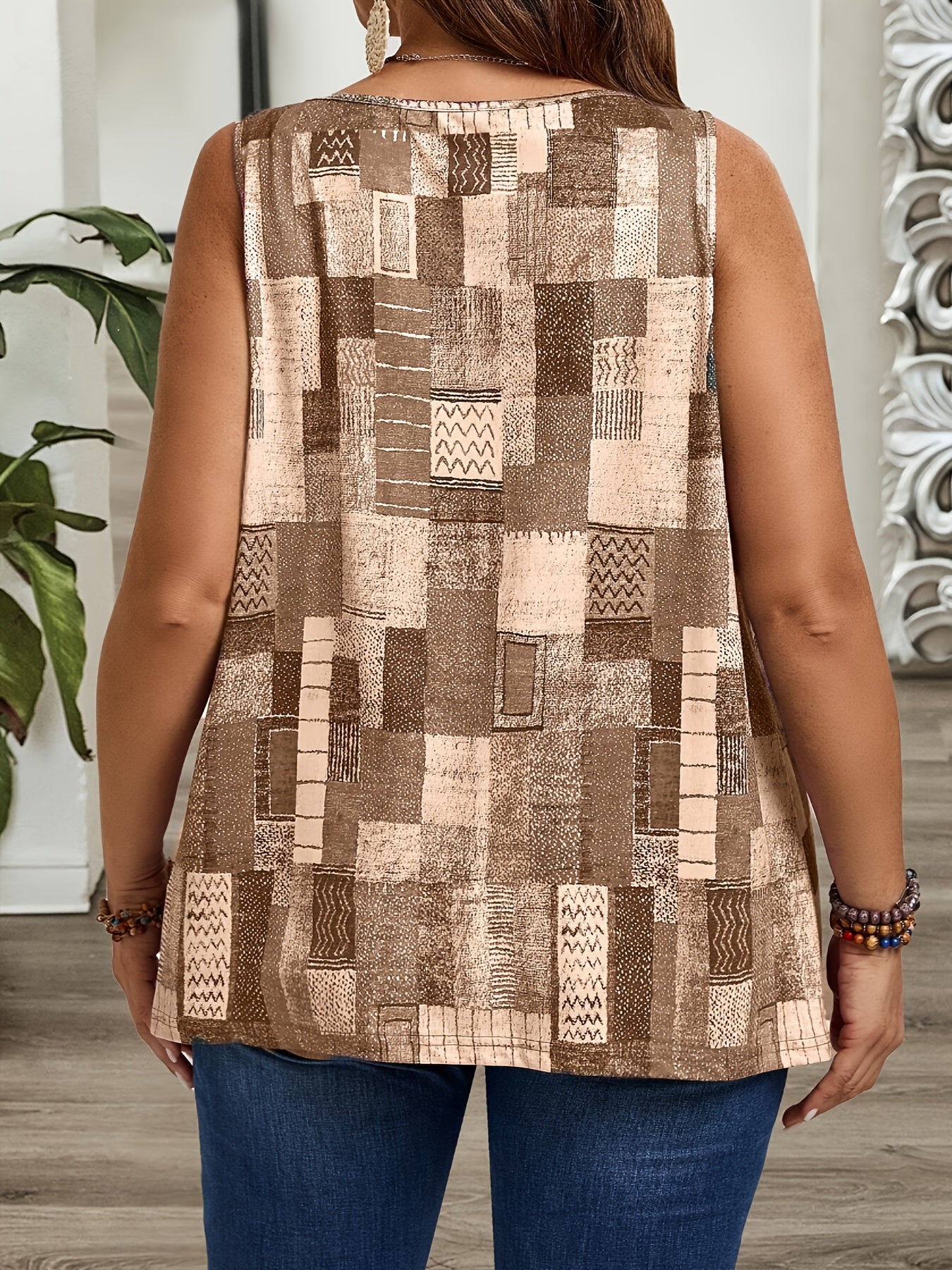 Женская свободная летняя майка без рукавов с принтом и легким материалом