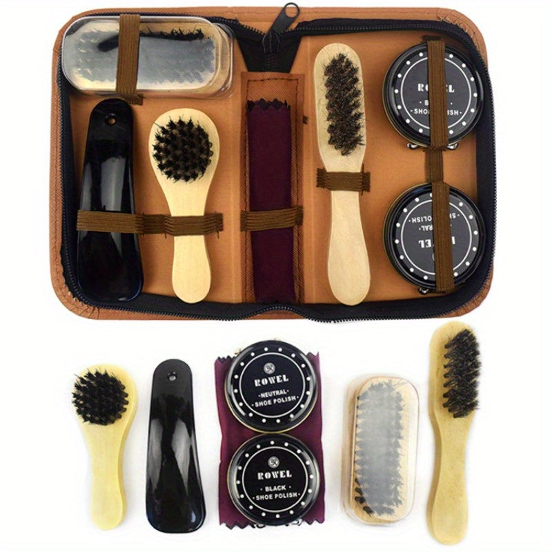 Shoe Cleaning Kit Set Leather Shoe Polish Brush Bag For Shoes & Bags