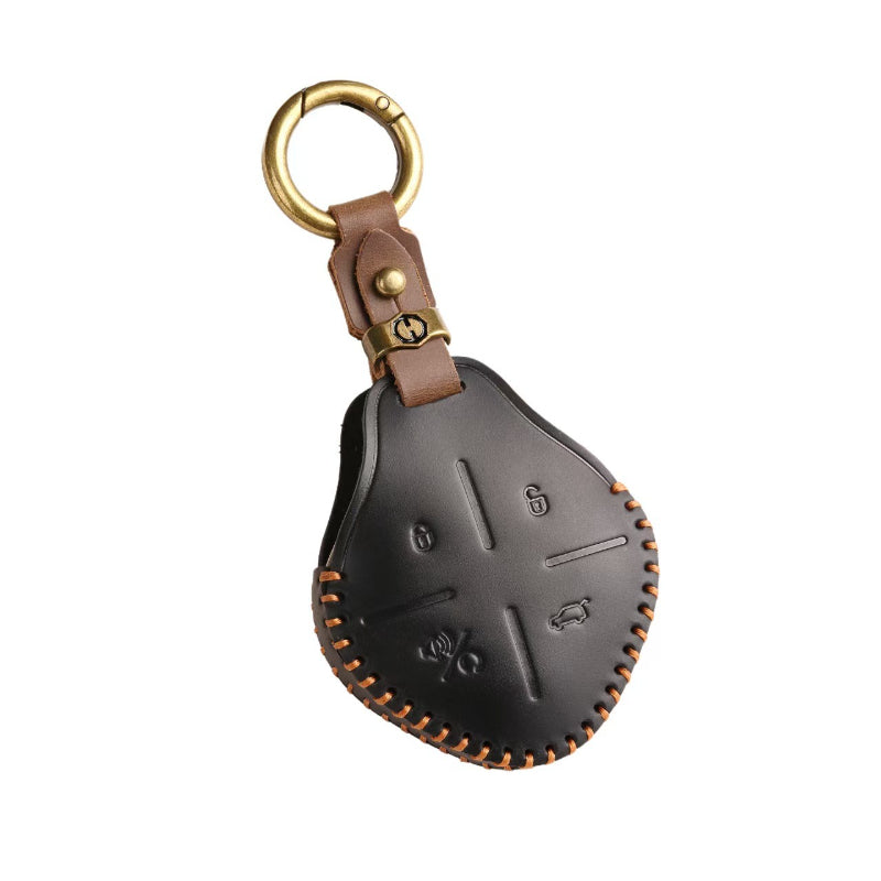 Car Remote Key Fob Cover Leather Case with Keyring for Car Protection
